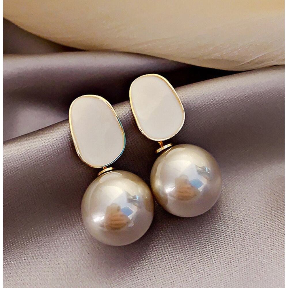 Enamel and Pearl Earrings